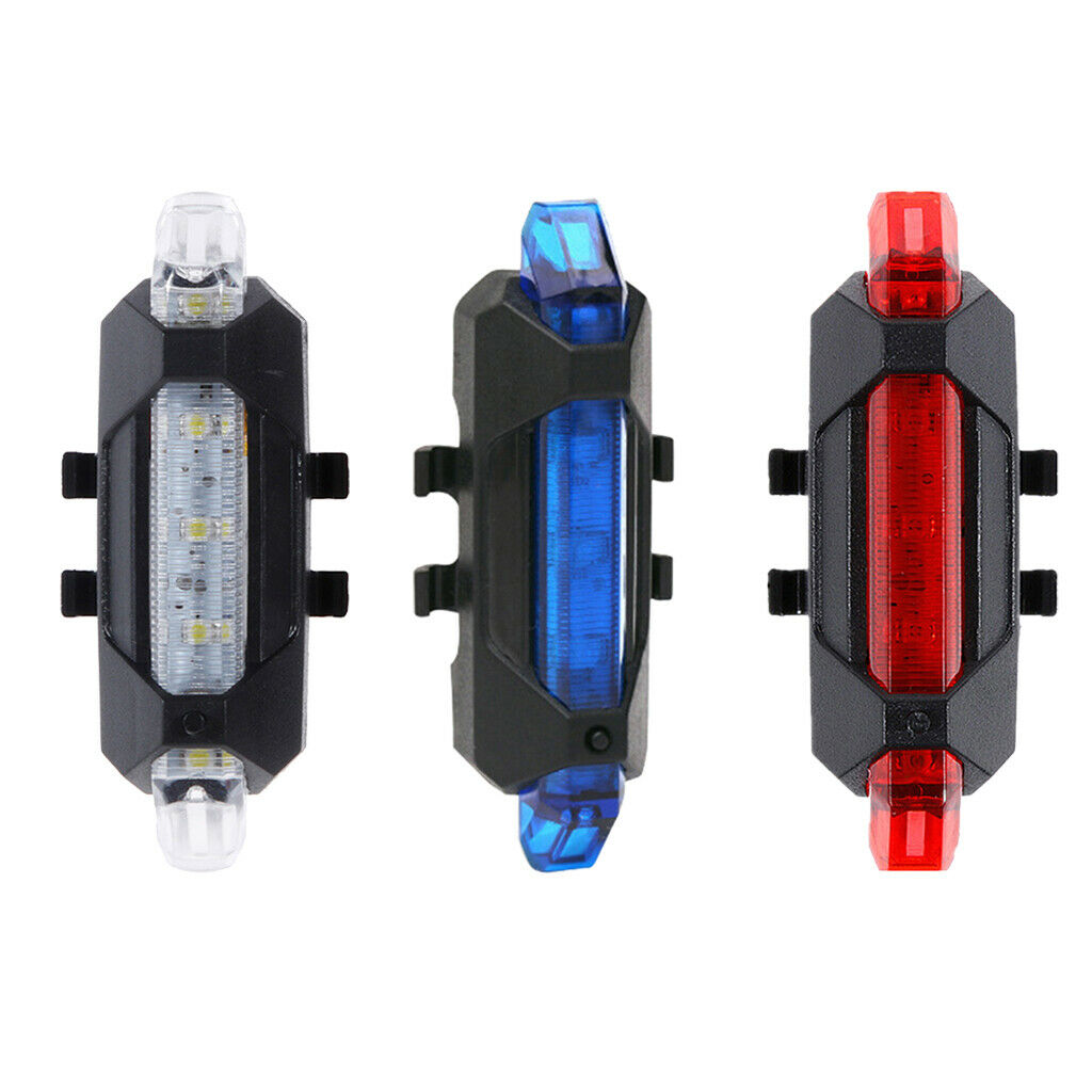 Lots 3 LED Rear Lights Cycling Tail Safety Warning Light USB Rechargeable