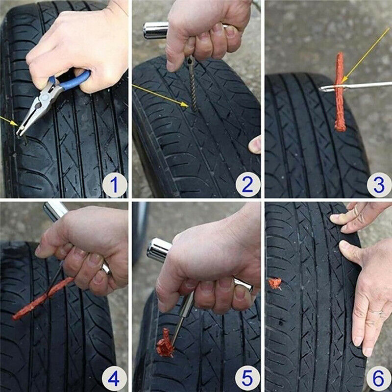 Tire Repair Kit Heavy Duty Puncture Fix Tool Plug Fit Car Truck Motorcycle  Tt