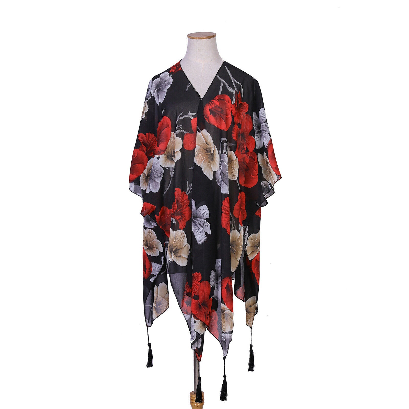 Lady Summer Floral Short Coat Sun Protection Cardigan Outwear Chiffon Tops