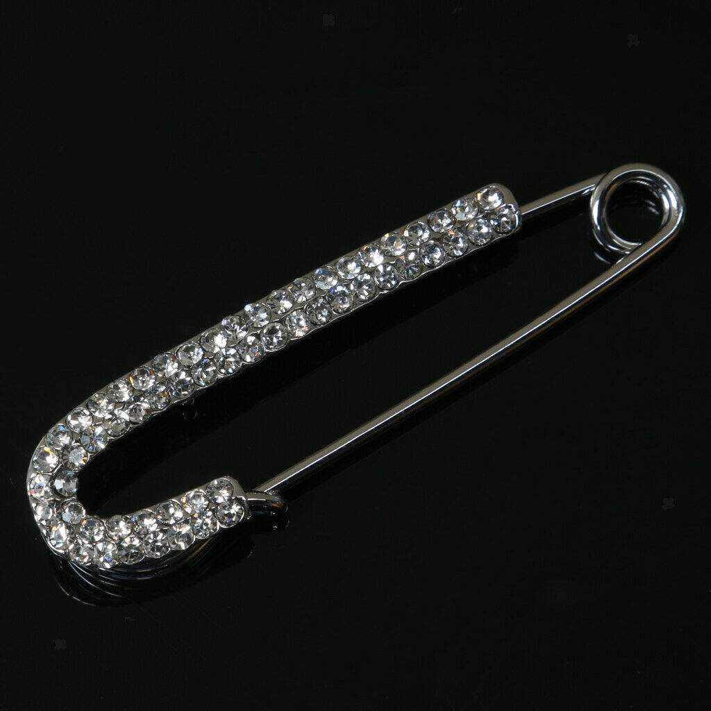 Female Shawl Clip Shiny Full Crystal Brooch Clip Safety Pin Brooch Jewelry