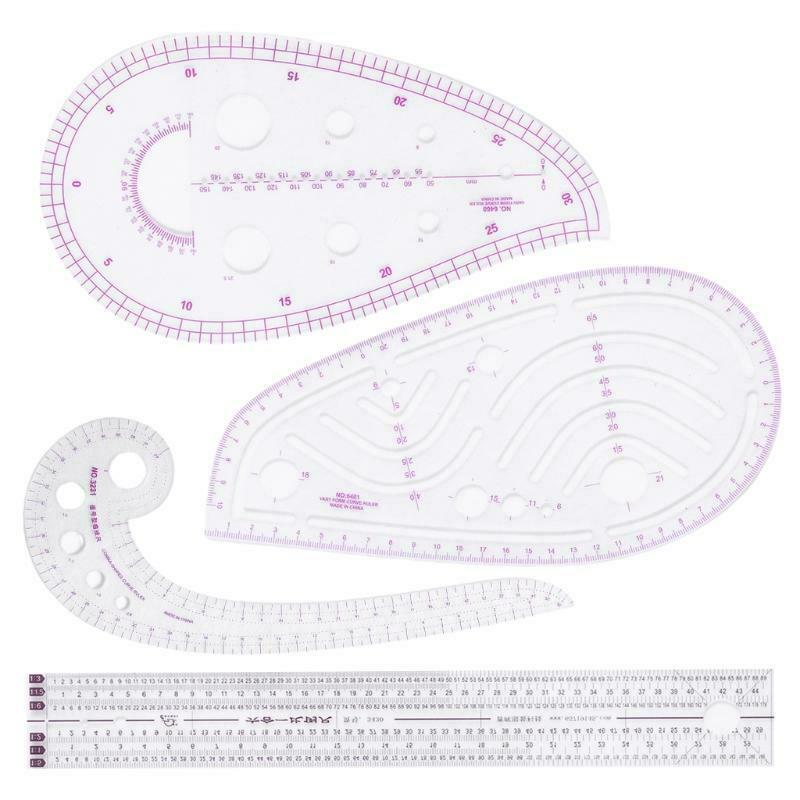 4pcs/set Tailor Comma Sleeve Cage Ruler Scale Measure Sewing Dressmaking Drawing