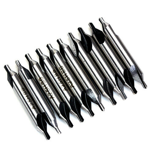 10Pcs HSS Combined Center Drill Bits 2.5mm Dia. Countersink Kit Lathe 60°