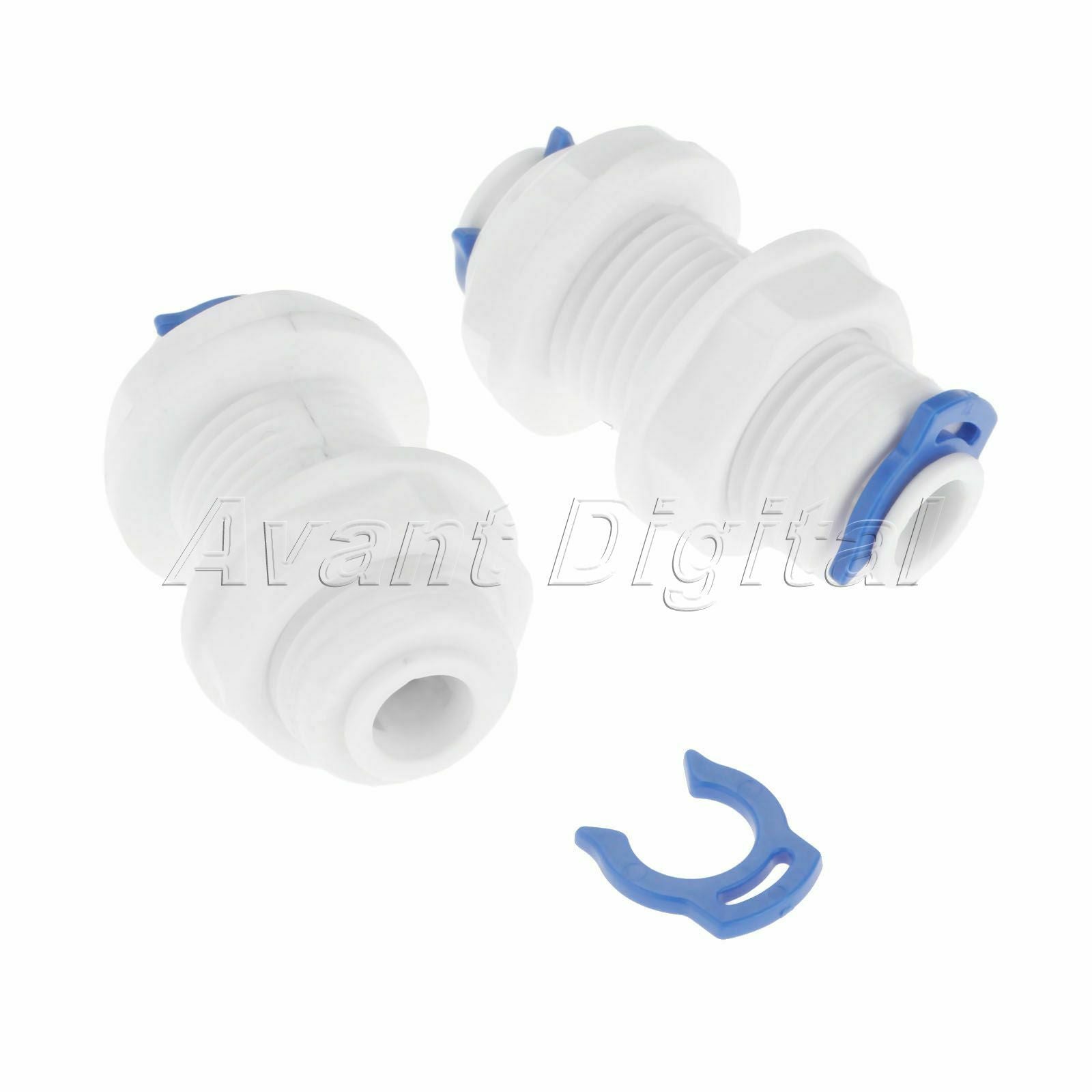 2x Quick Connector Water Filter Bulkhead for Reverse Osmosis RO System Fittings