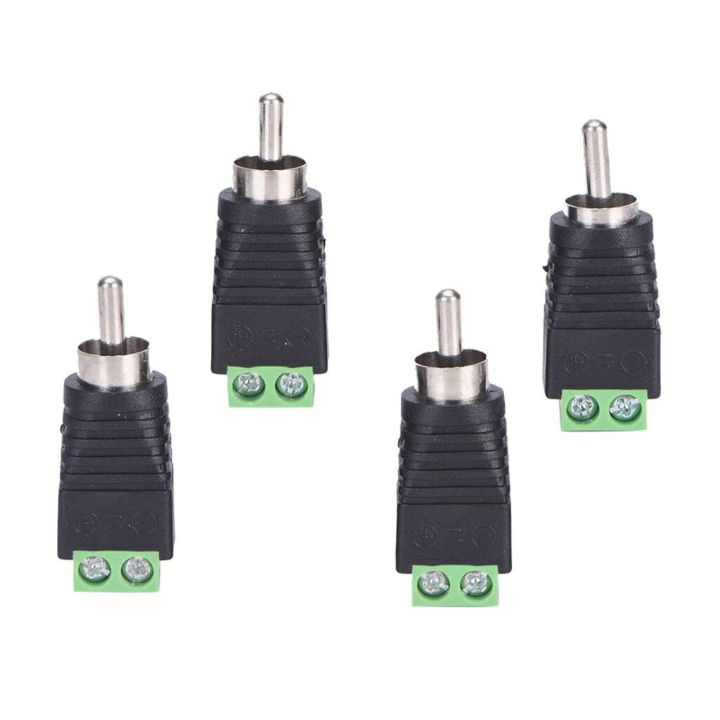 4 Pieces RCA Male Plug to AV Terminal Connector Video AV Balun 2 Screw