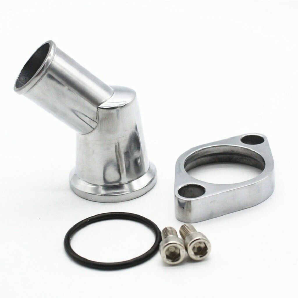 45° Chrome Water Neck Thermostat Housing for Chevy SBC BBC 305 327 350 348
