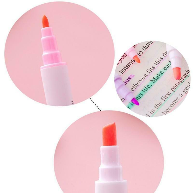 6 Colors Double Head Highlighter Fluorescent Markers Drawing Pen Stationery Gift
