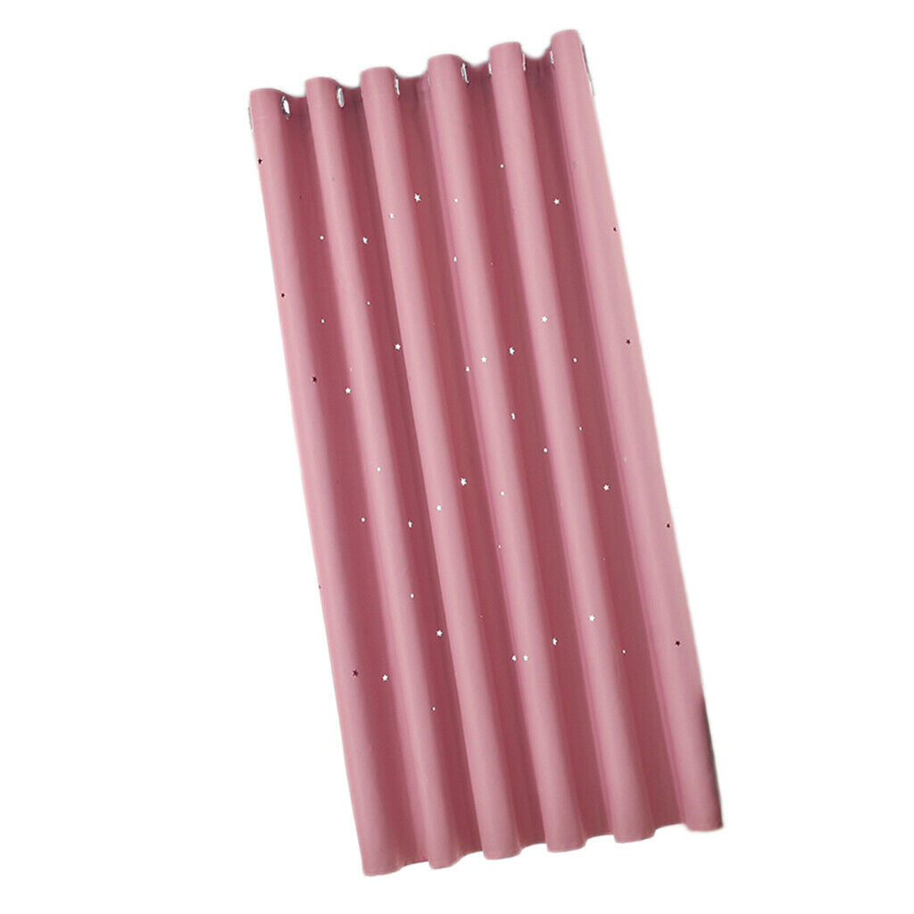 Romantic Hollow Star Blackout Curtain for Bedroom Pink_132x160cm