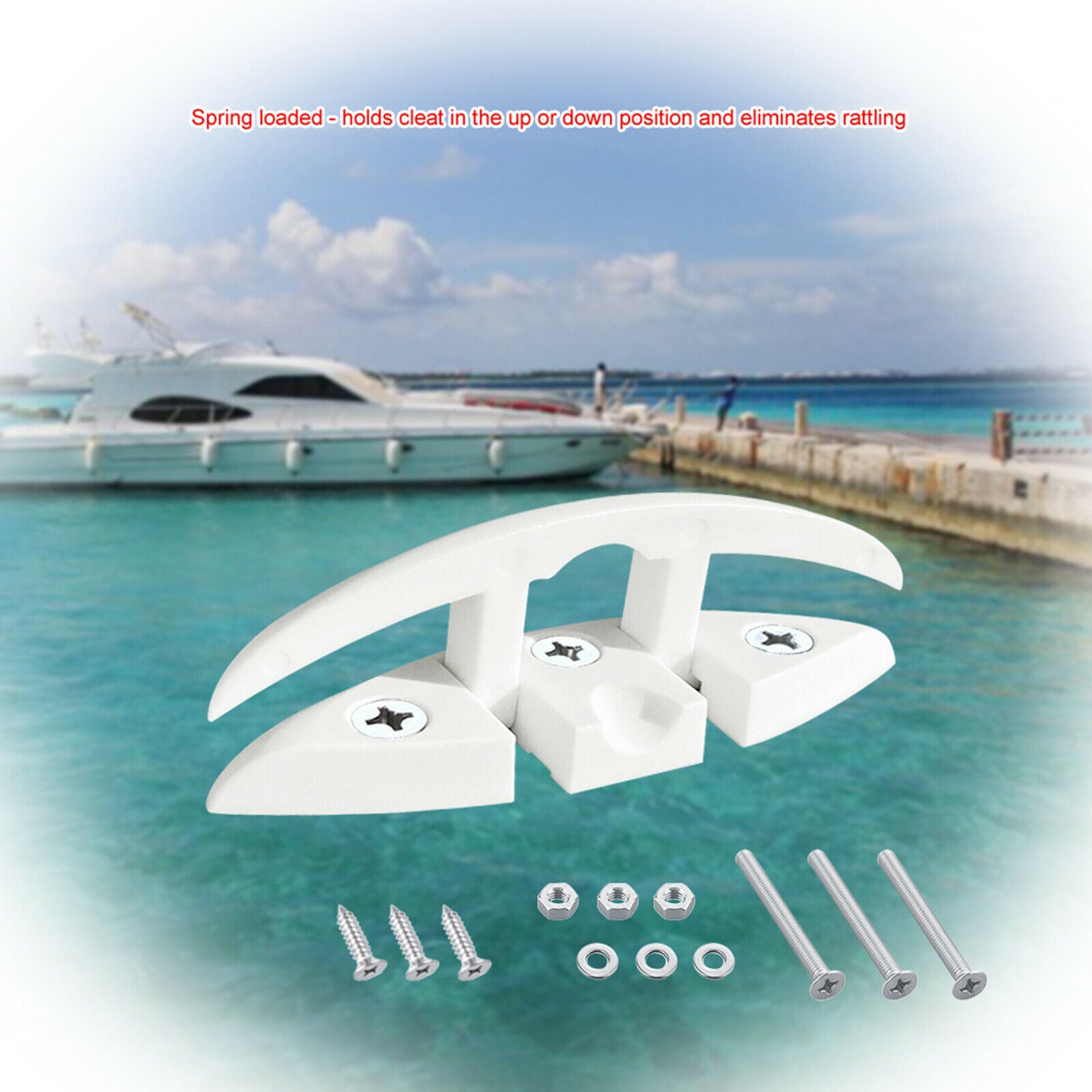 130mm Heavy Duty Boat Flip Up Collapsible Cleat Dock Marine Kayak Fittings