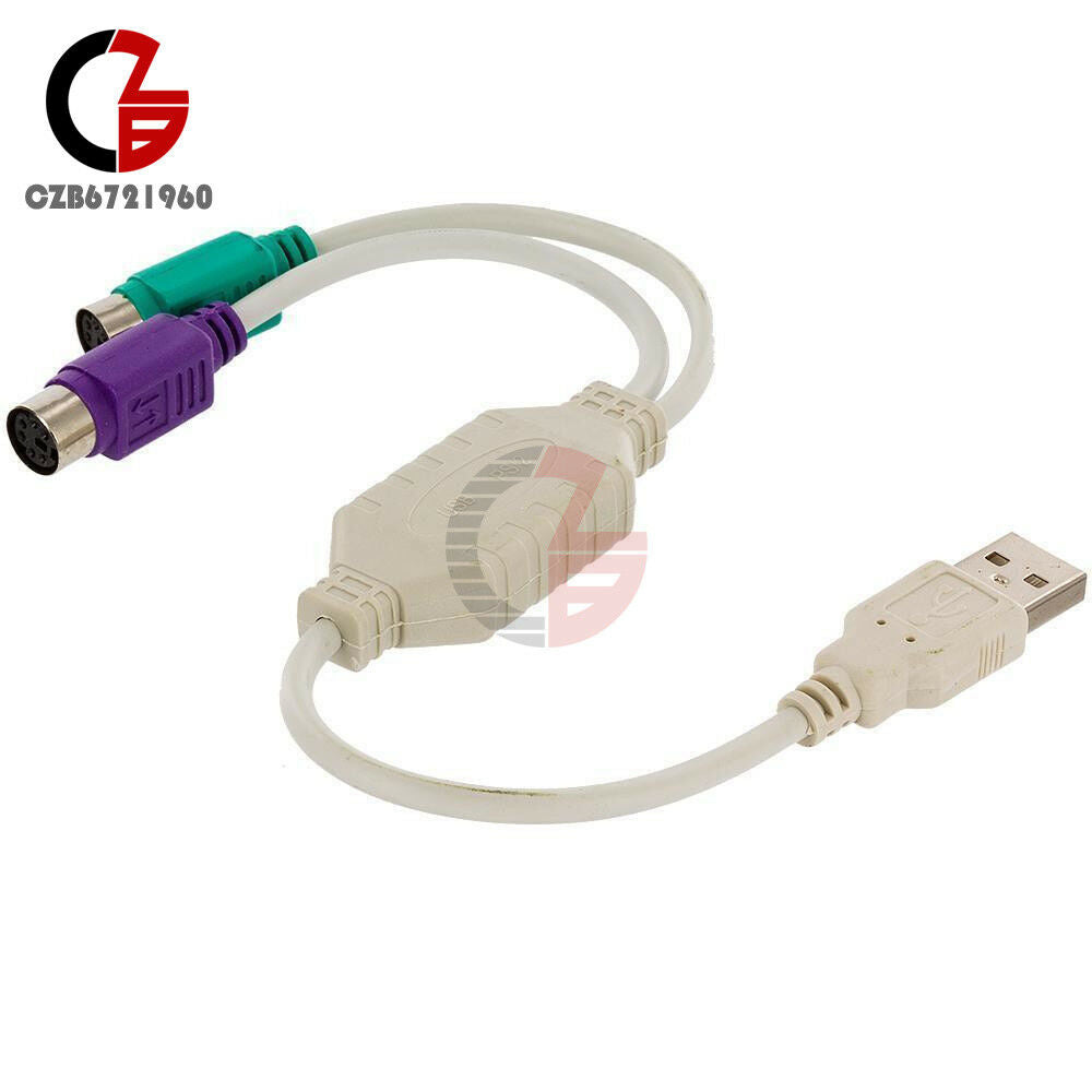 Female to USB Male Dual PS2 Converter Adaptor Cable F/M for Mouse Keyboard