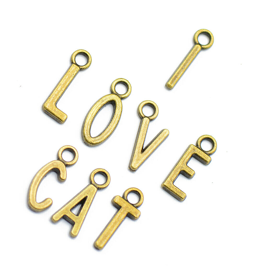 100 Pcs Mixed Alphabet ABC Letter Charms Pendant Jewelry Making Steampunk