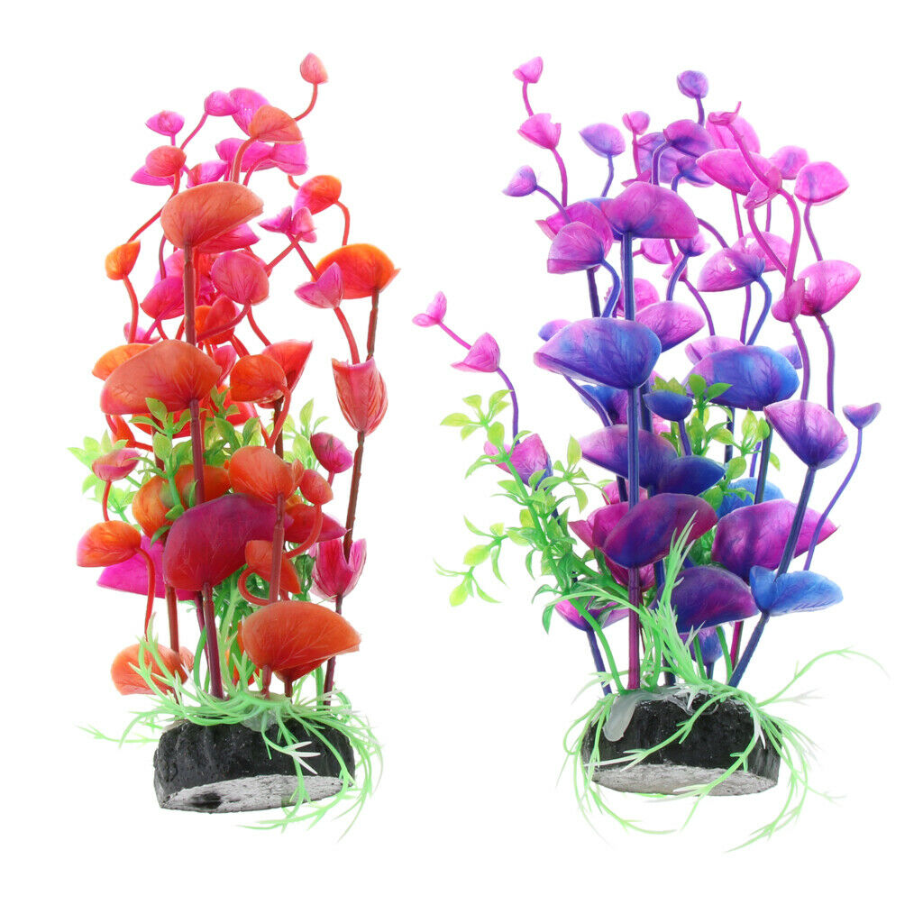 Pack of 2, Aquarium Plastic Plant Fish Tank Decor Aquatic Water Grass Underwater