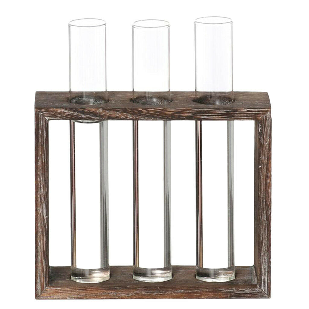 2pcs Glass Vase Test Tube in  Stand for Flowers Plants Home Decor 3 Tube