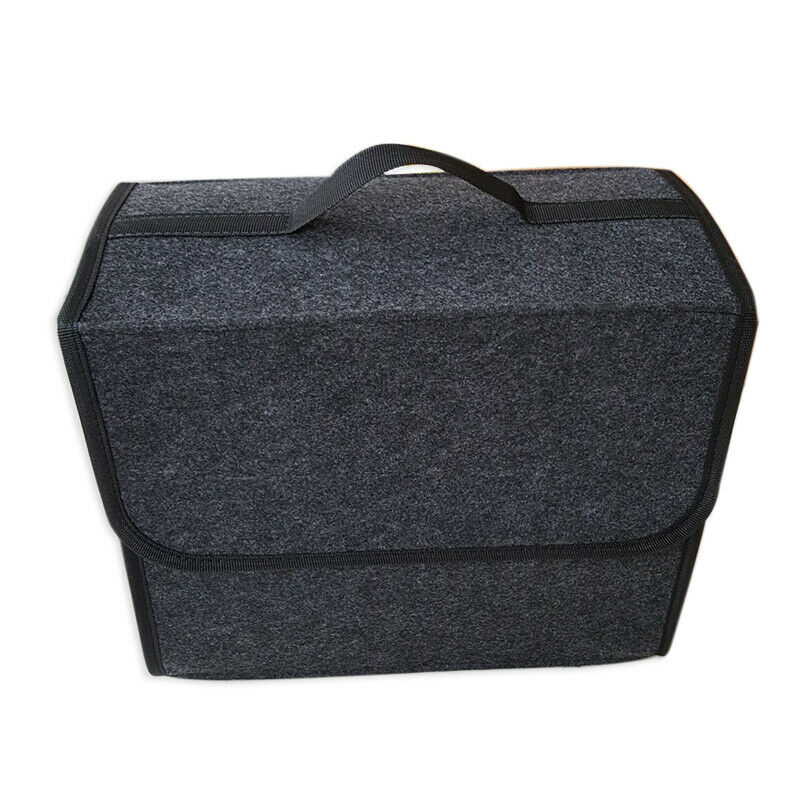 Gray Soft Woolen Felt Car Trunk Organizer Bag Fireproof Stowing Tidy Storage Box