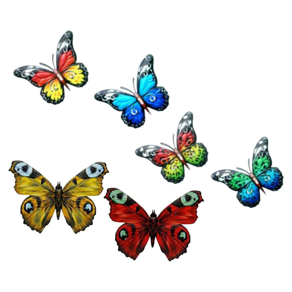 6x Metal Butterfly Wall Decor Wall Statue for Living Room Kitchen Garden