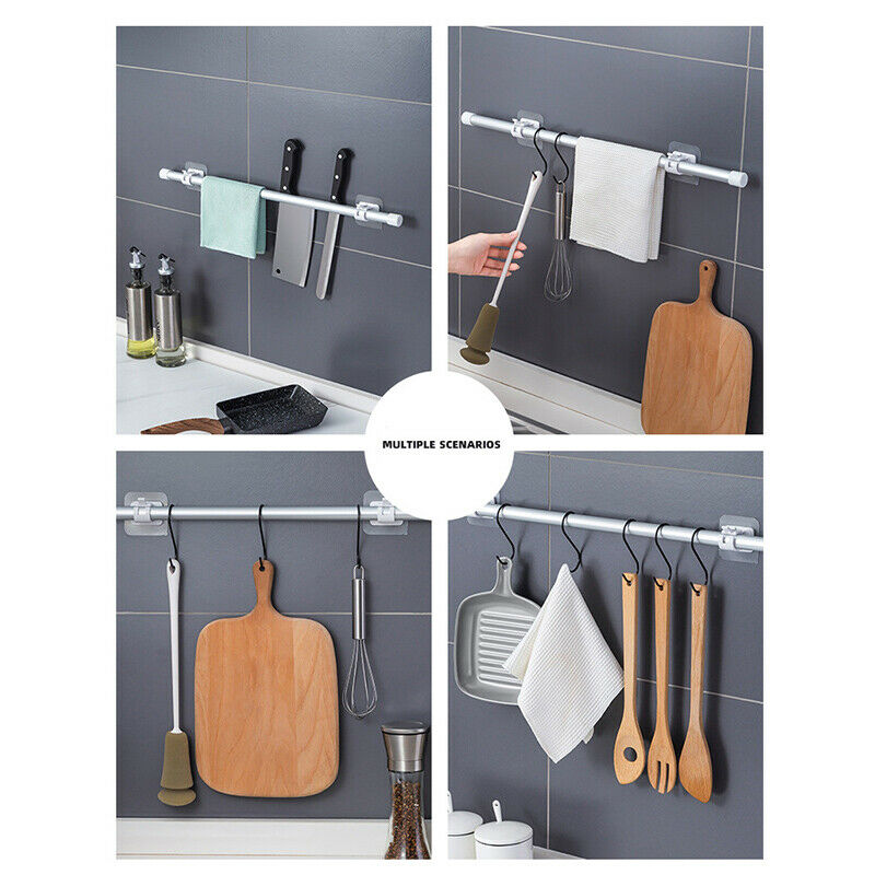 2Pcs Hanging Rod Clip Adhesive Wall Curtain Hanging Clamp Hooks Curtain rodBDAU