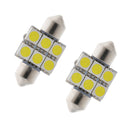 Pair Car 12V S31 5050 31mm Festoon 6LED Interior Light Lamp 6000~7000k White