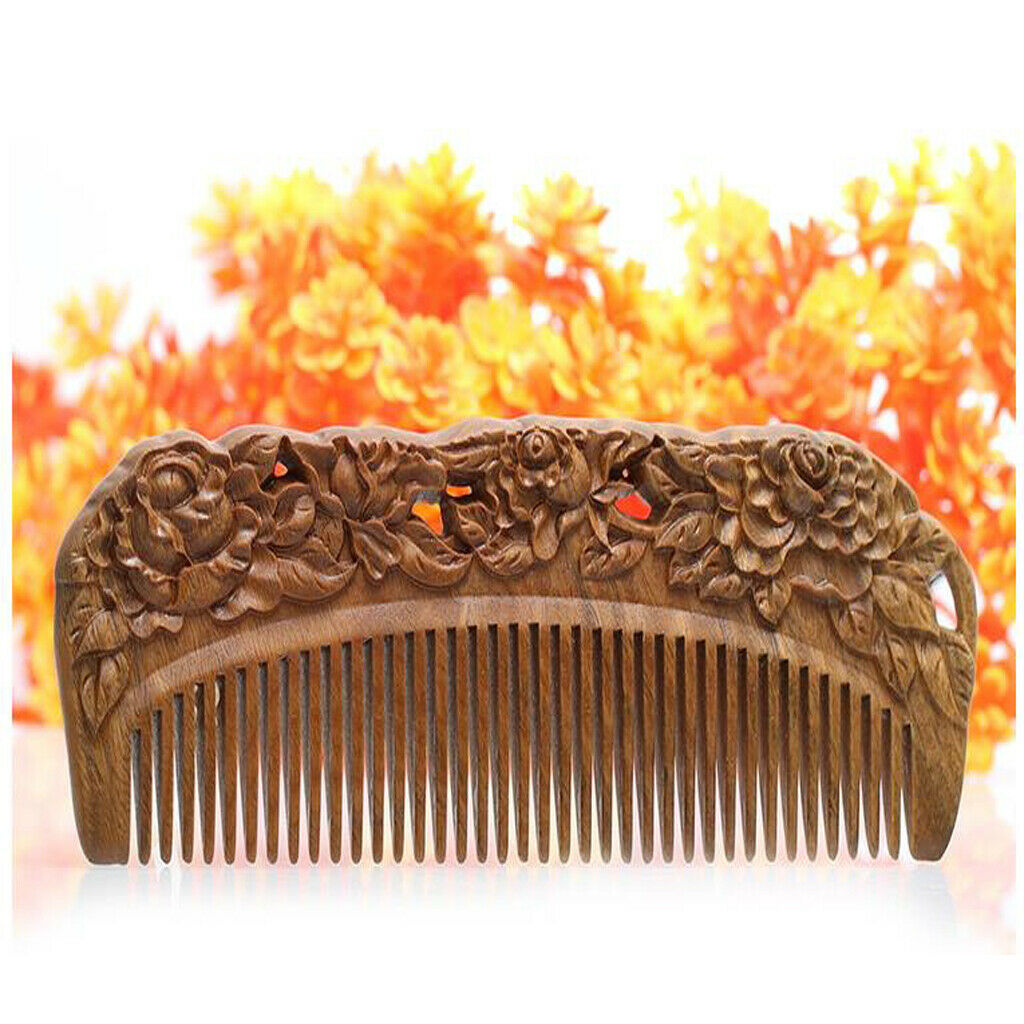 Travel Size Natural Sandalwood Handmade Wide Tooth Massage Comb Hair Care