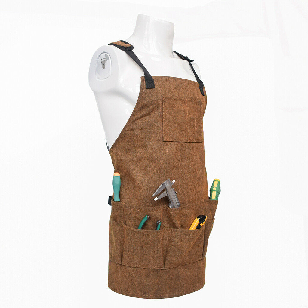 Durable Canvas Tool Apron with Adjustable Strap for DIY BBQ Carpenter Unisex UK