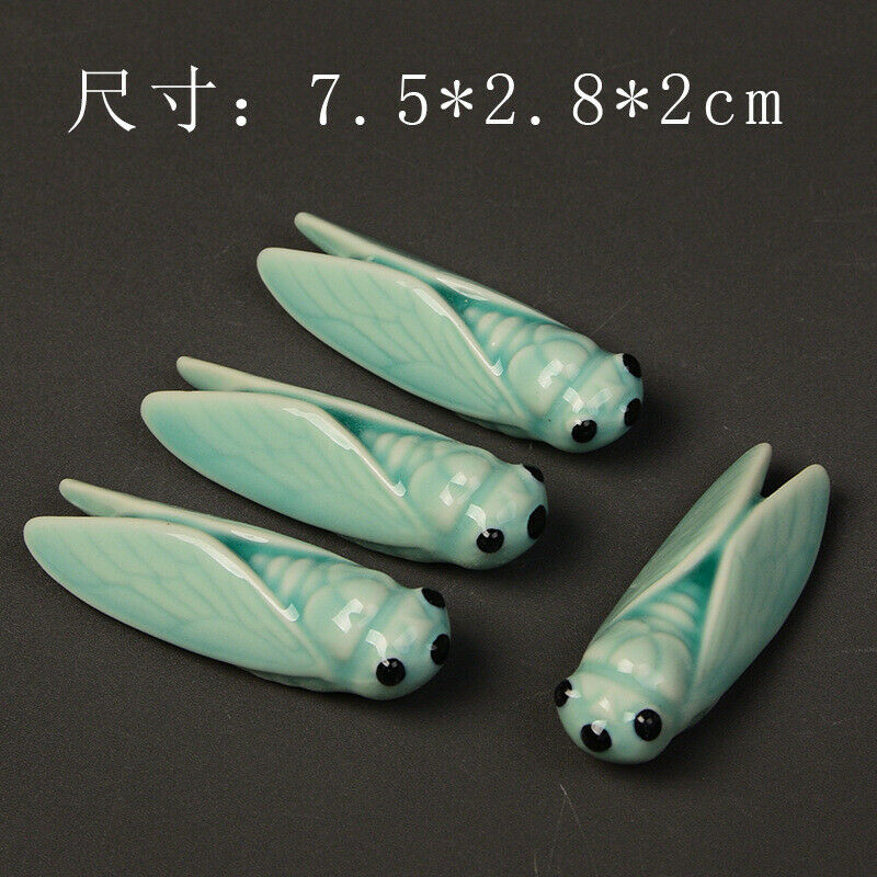 1 Pair Cicada Shape Ceramic Chopstick Rest Rack Holder Stand Spoon Fork Tray