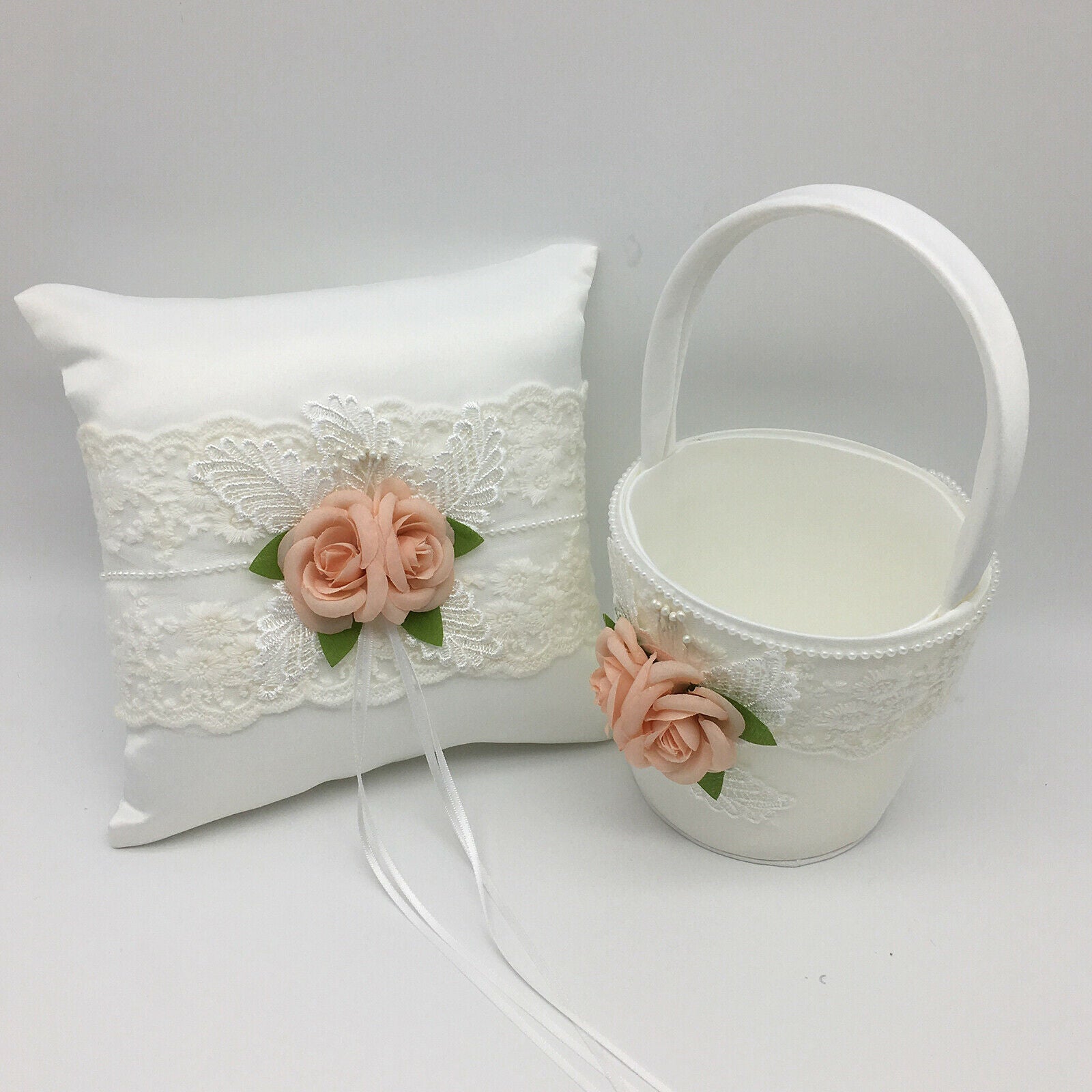 Wedding   Pillow   Cushion with Rose Flower Girl Basket Set