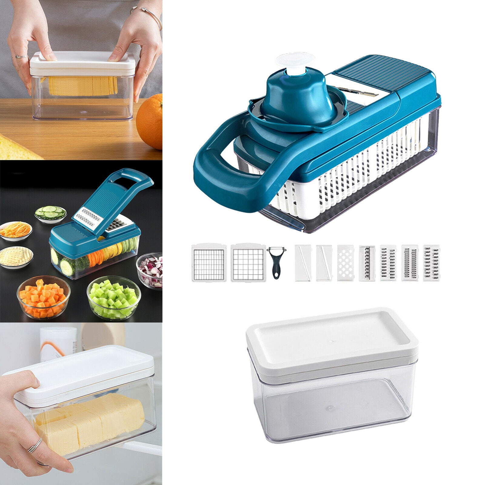 Multipurpose Vegetable Cutter Food Storage Container w/ Butter Dish with Lid