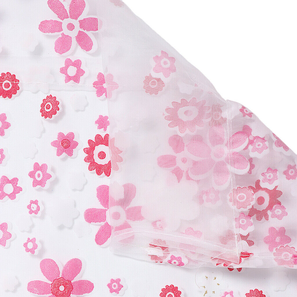 Rod Pocket Rural Floral Print Sheer Window Curtain Voile 150x250cm Pink