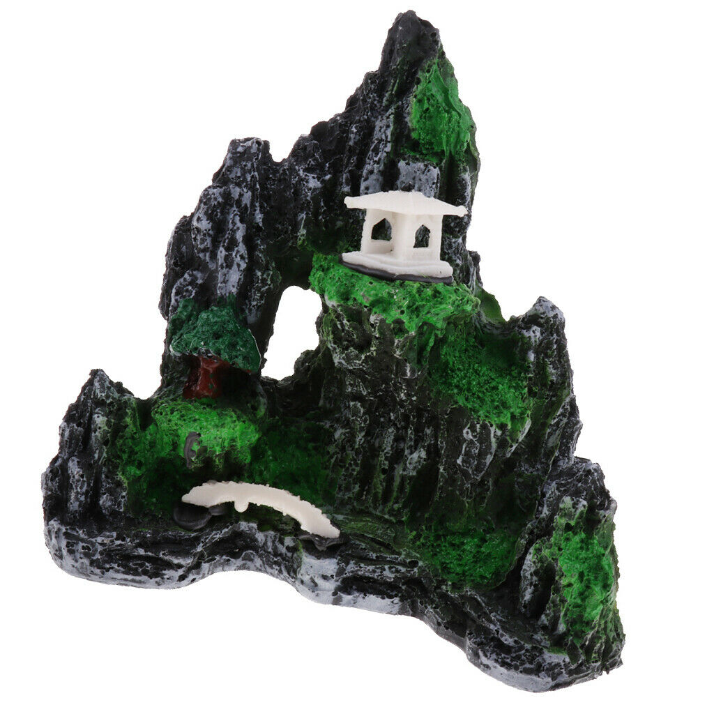 Artificial Mountain Hill Hidden Hut Cave Aquarium Fish Tank Landscape Decor