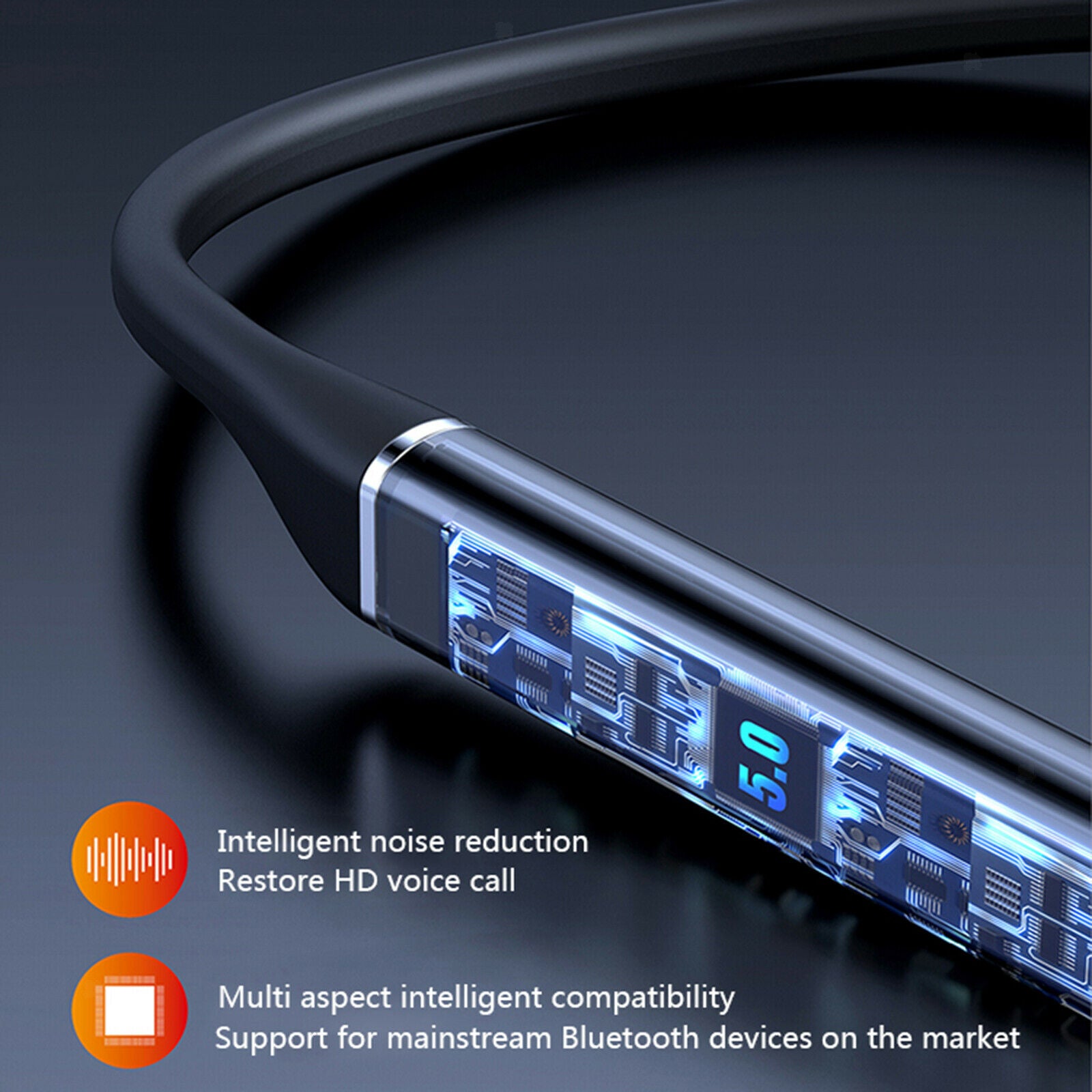 Bluetooth Neckband Headphones Earbuds, Flexible Wireless Bluetooth Headphones