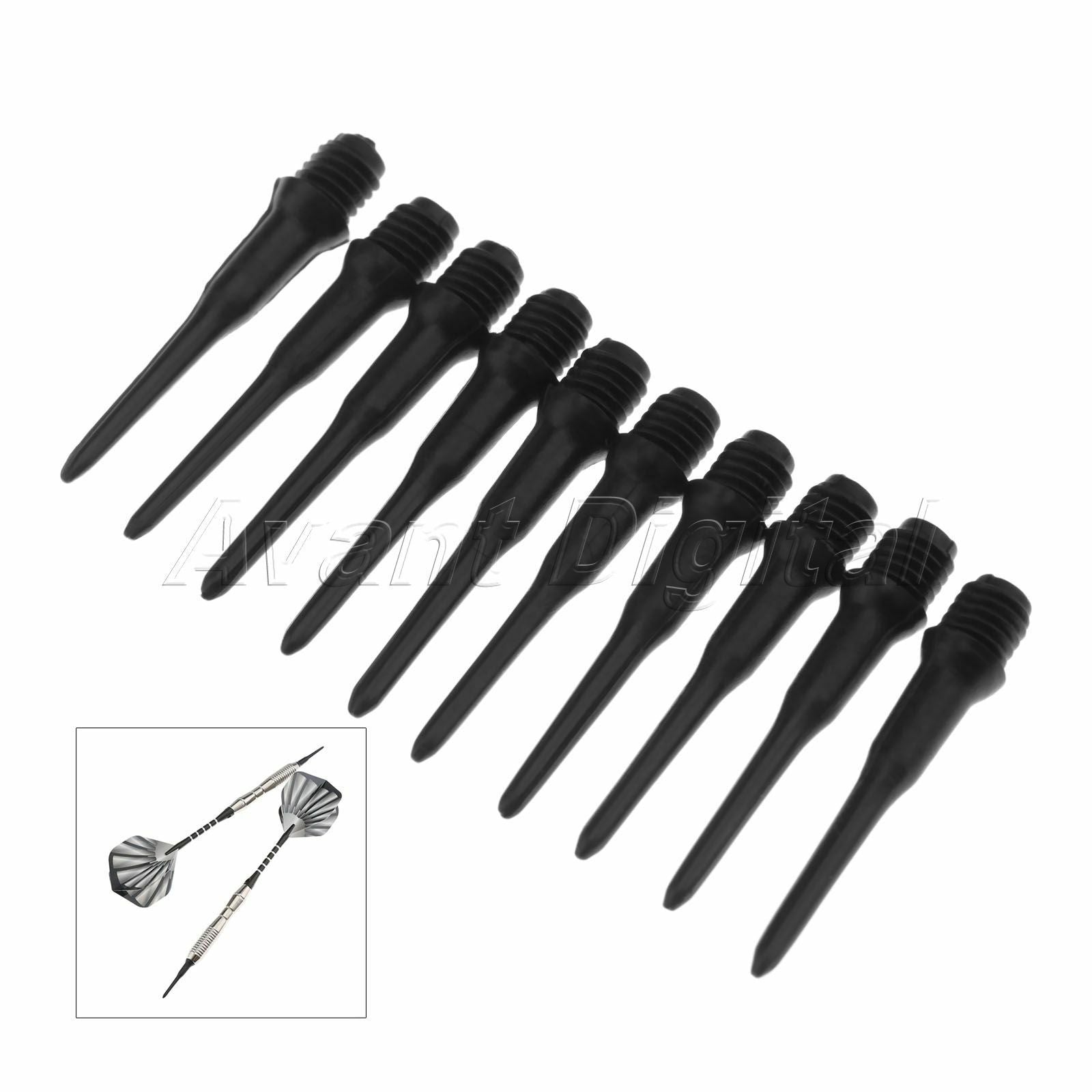 100 Pcs Durable Soft Tip Replacememt Nylon Point Soft Tip Darts Tools Black