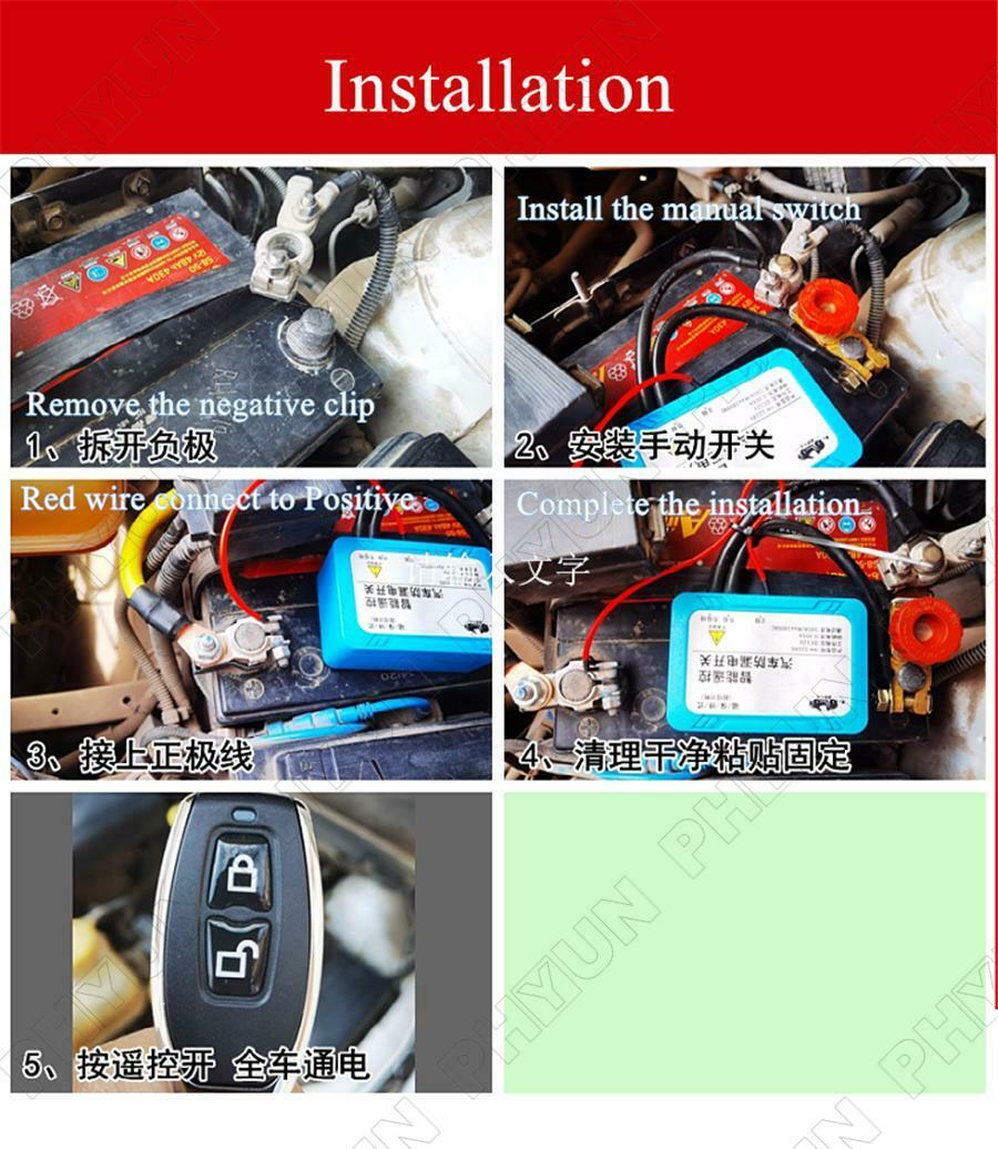 Car Battery Disconnect Isolator Cut Off Master Switches Remote Control Universal