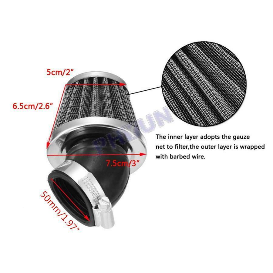 4x Motorcycle Scooter ATV 50mm 45Â° Air Intake Filter Pod 50-140cc Universal