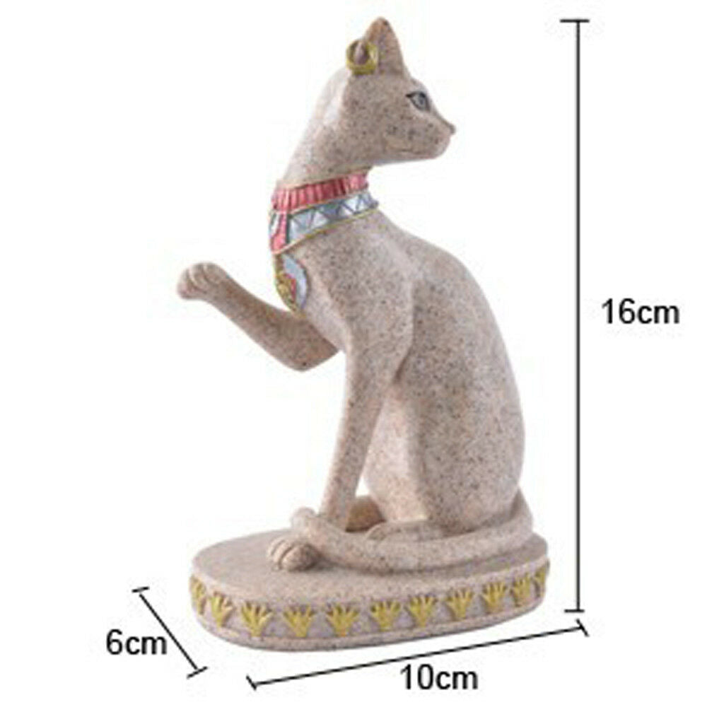 Cottage Sandstone Ancient Egyptian Mau Cat Statue Handmade Marble Sculpture