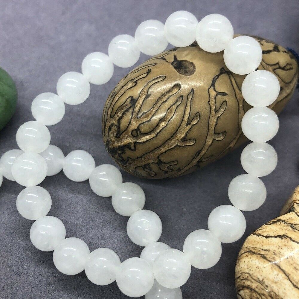 8mm Handmade Natural Selenite Mala Bracelet Spirituality Chakas Cuff Pray HOT