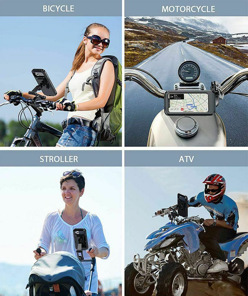 22-28MM Motorcycle Phone Support Waterproof Case Bike Rear View Mirror Stand