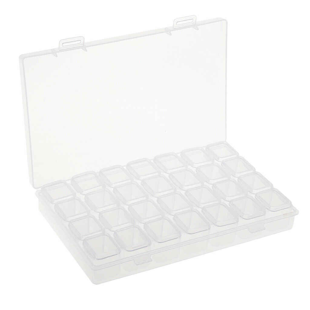 6x 28 Slots Detachable Transparent Plastic Beads Storage Box Organizer