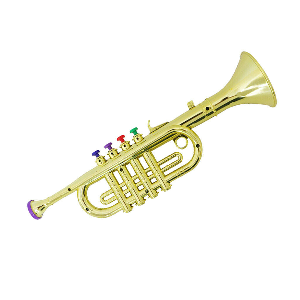 34cm Trumpet Present Horn Wind Instrument with 3 Colored Keys Lightweight