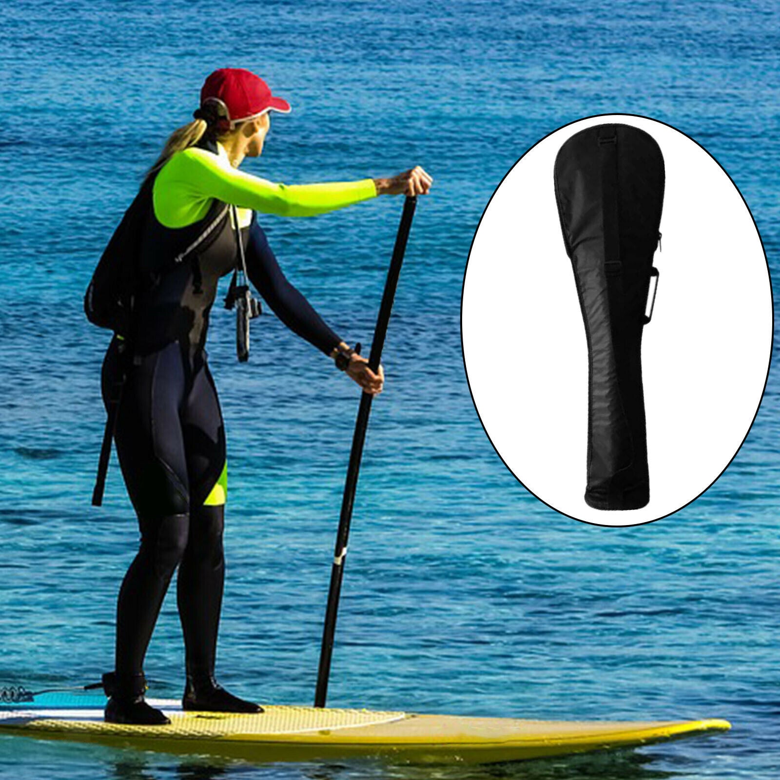 Surfboard Paddle Blade Cover Oxford Fabric Bag Canoe Paddle Pouch Black