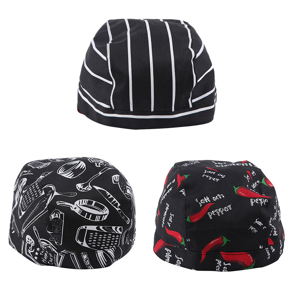 3Pcs Unisex Catering Chef's Headwrap Bandana Hat Head Do Tied