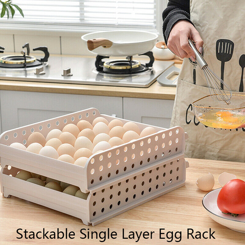 30 Grid Practical Egg Box Portable Egg Rack Stackable Refrigerator Storage  TL