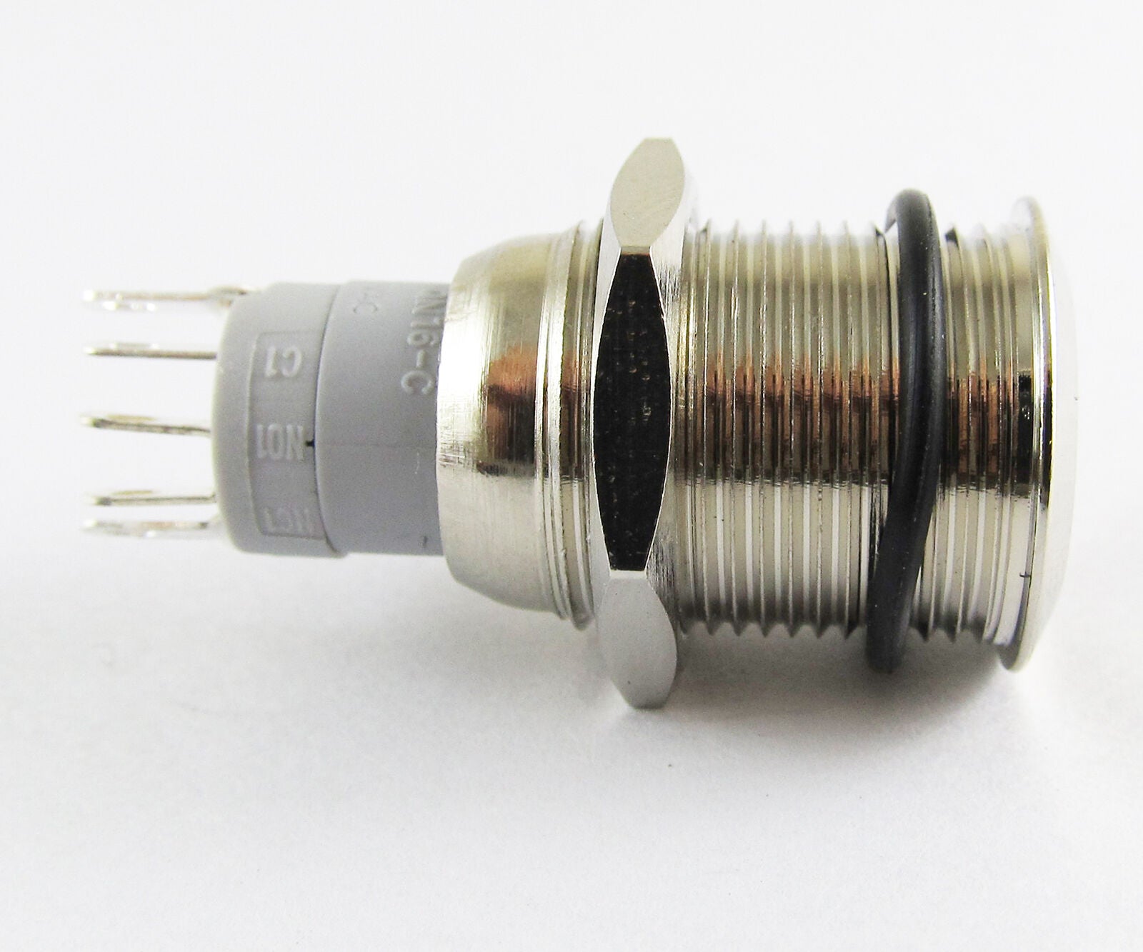 Metal Flat Ring illuminated Yellow Led Push Button Self-Locking Switch 16mm C1