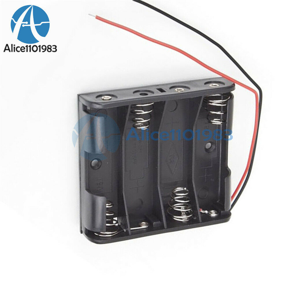 1PC Plastic Battery Storage Case Box Holder For 4 X AA 4xAA 2A 6.0V Wire Leads