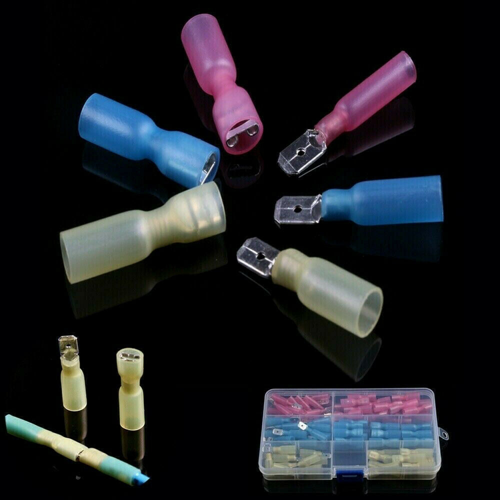 100 Pcs Terminal Box Mounted Heat-Shrinkable Connector Bullet-To-Terminal