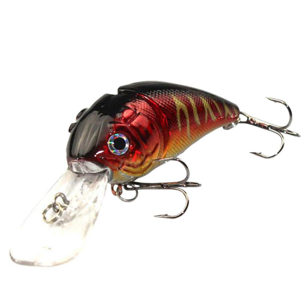 14G 8.5CM Fishing Lures Minnow Crank Bait Crankbait Bass Tackle Treble Hoo.l8