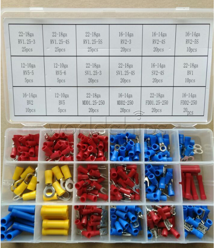 300PCS Assorted Insulated Electrical Wire Cable Terminal Crimp Connector Set Kit