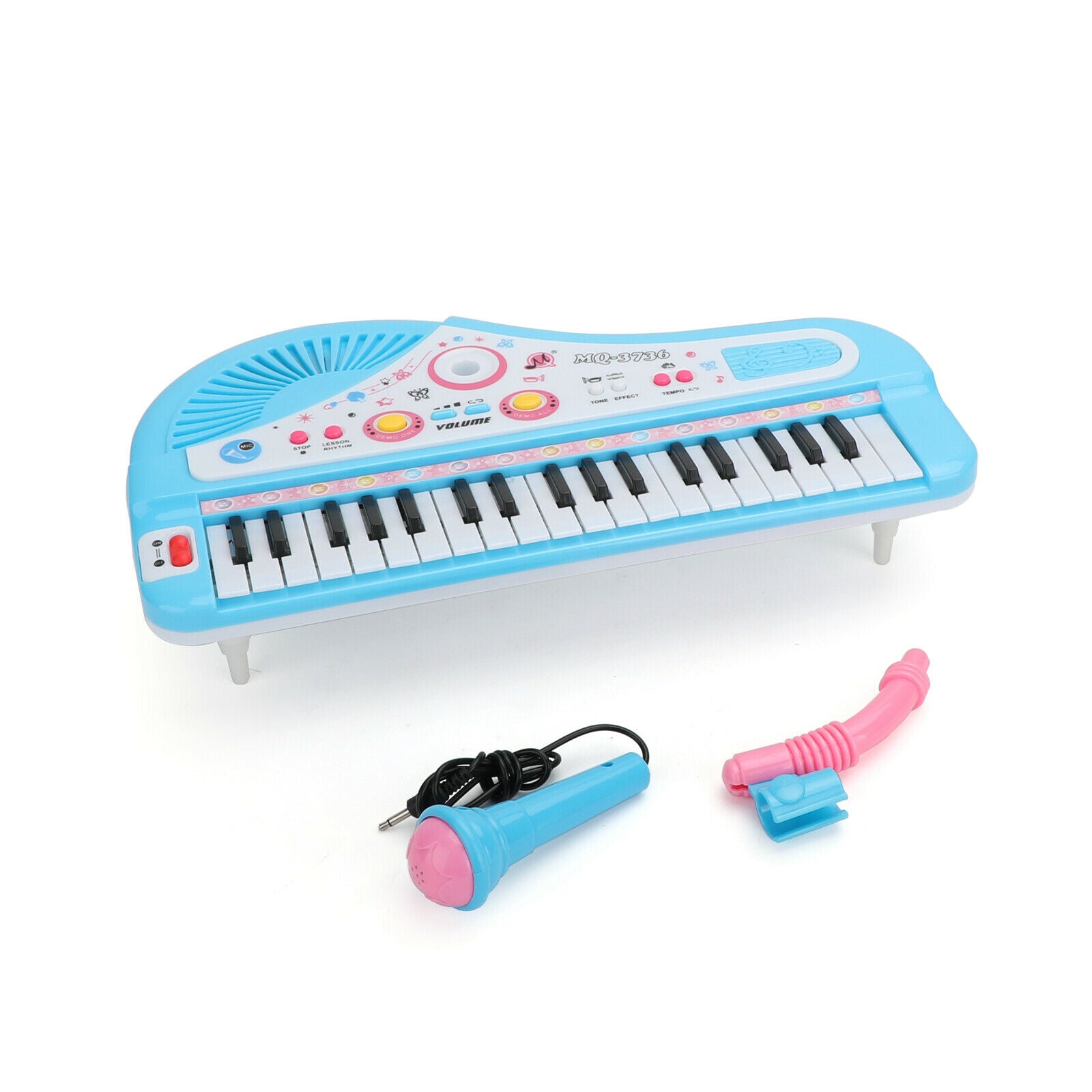 37 Keys Electronic Keyboard Music Kid Electric Piano + Mic & Adapter Blue CA