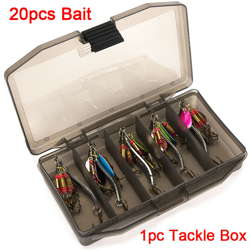 20pcs Fishing Lure Spinnerbait Sequins Salmon Hard Metal Spinner Baits _AU