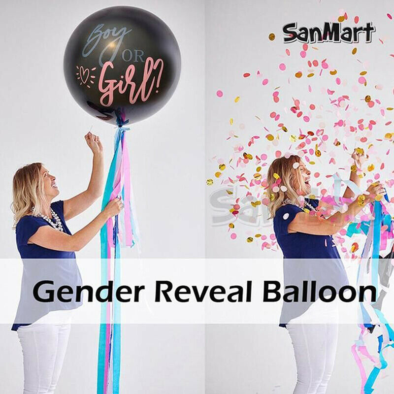 Boy Or Girl Balloon Gender Reveal Baby Shower Confetti Black Latex Ballon.l8