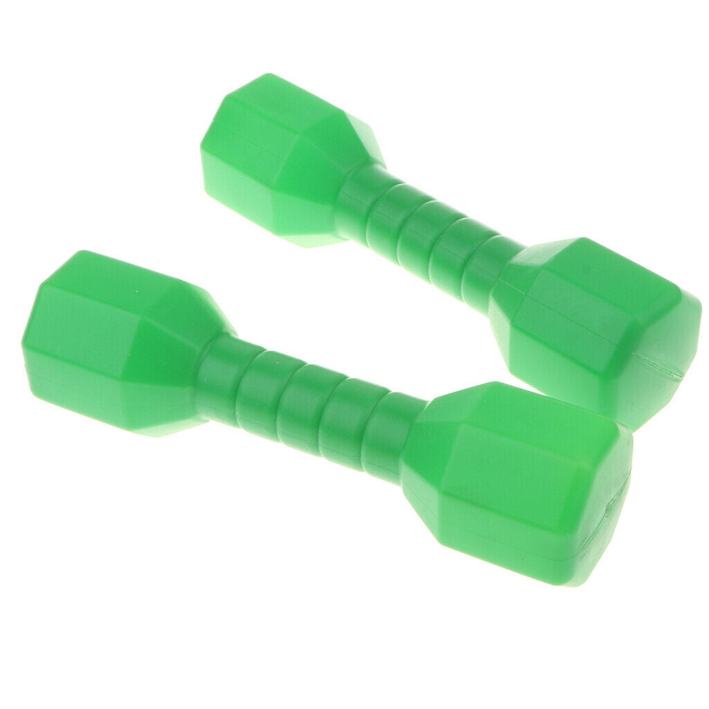2 Pairs of Durable Plastic Dumbbells for Children, Morning Exercise Toys, Green