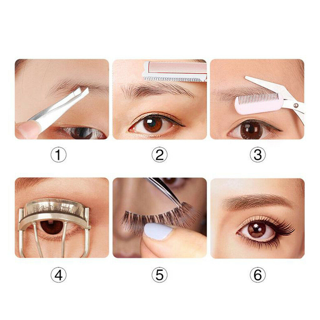 10pcs 10 in 1 Eyebrow Tools Tweezers Safe Scissors Razor Eyelash Curler Set