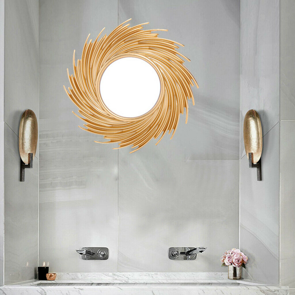 European Style Relief Hanging Sun Shaped Mirror Bathroom Living Room Vanity
